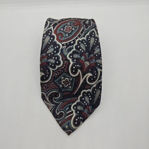 vintage Polo Ralph Lauren paisley tie red navy cream turquoise 58.5 inches